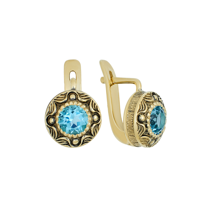 Серьги из золота 585 пробы с топазами
