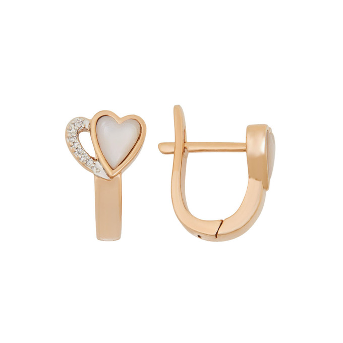 Серьги из золота 585 пробы c бриллиантами и перламутром, Ц О007 1972 за 50720