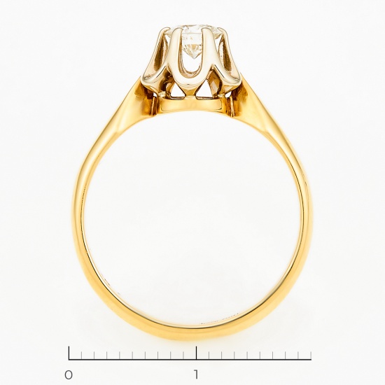 Кольцо из комбинированного золота 750 пробы c 1 бриллиантом, Л33067135 за 50760