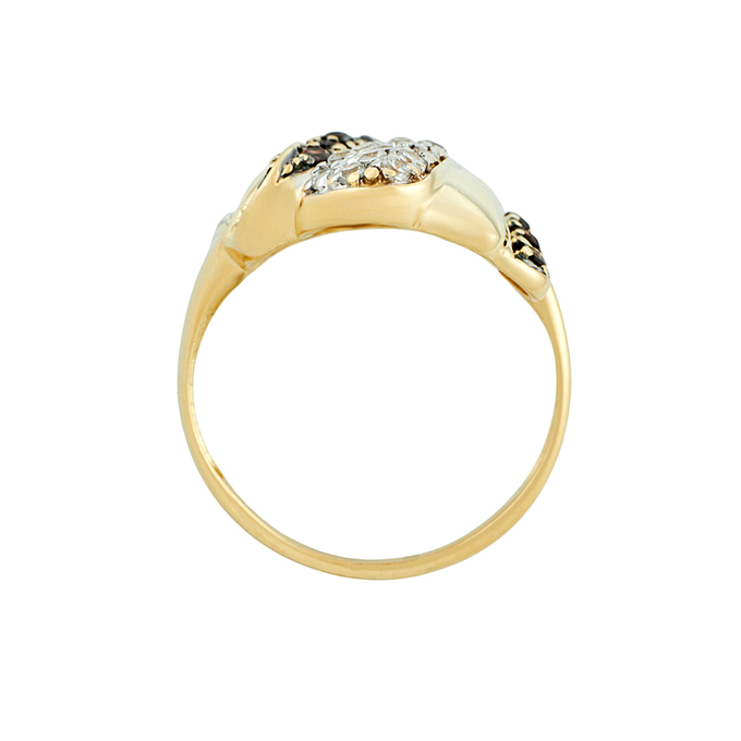 Кольцо из золота 585 пробы c фианитами и синтетическими камнями