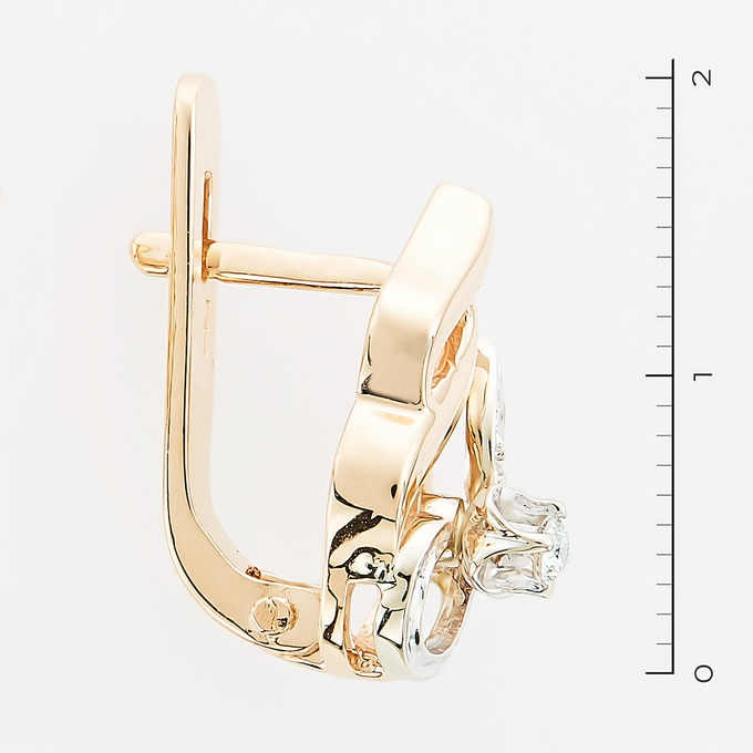 Серьги из золота 585 пробы c 8 бриллиантами