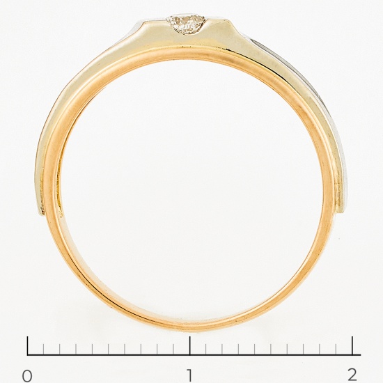 Кольцо из комбинированного золота 585 пробы c 1 бриллиантом, Л29119101 за 8750
