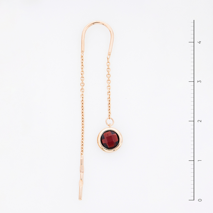 Серьги из красного золота 585 пробы c 2 гранатами