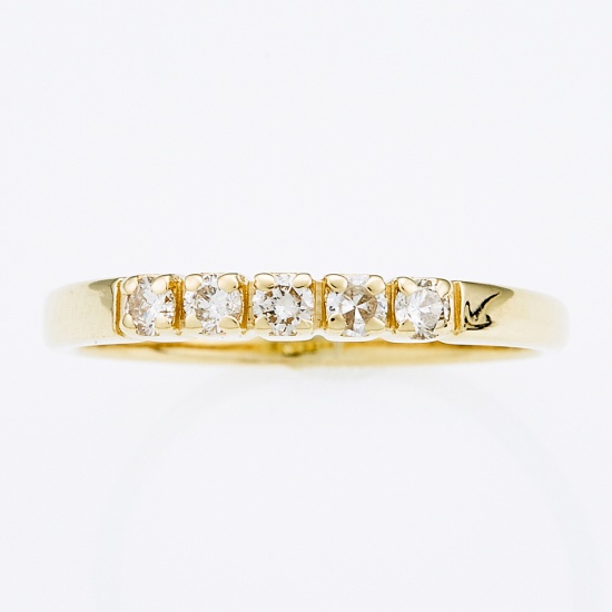 Кольцо из желтого золота 585 пробы c 5 бриллиантами