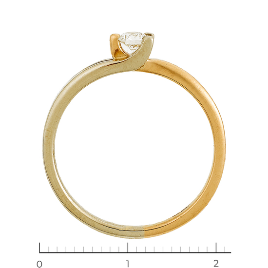 Кольцо из комбинированного золота 375 пробы c 1 бриллиантом, Л75014105 за 10950