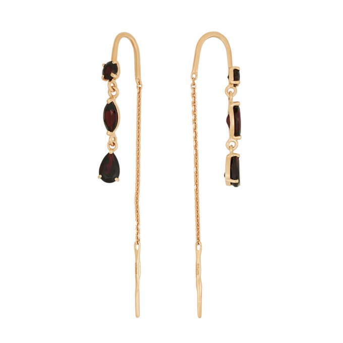 Серьги из золота 585 пробы c гранатами