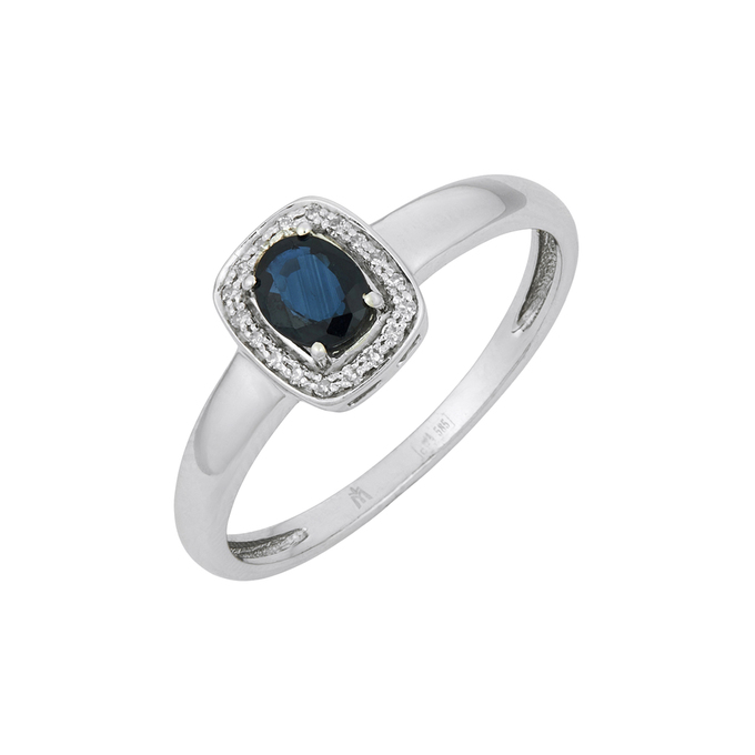 Кольцо из золота 585 пробы c сапфиром и бриллиантами