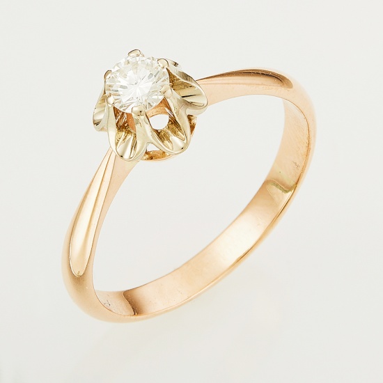 Кольцо из комбинированного золота 585 пробы c 1 бриллиантом, Л33072772 за 34760