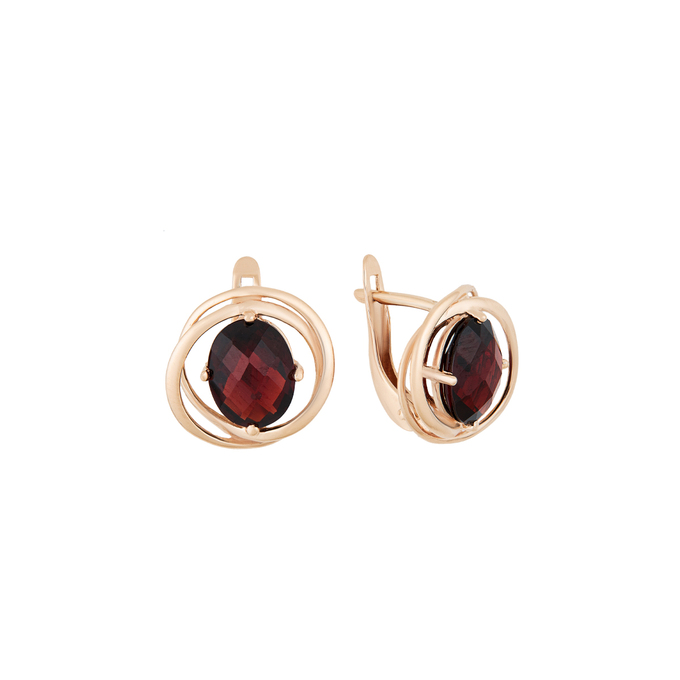 Серьги из золота 585 пробы c гранатами