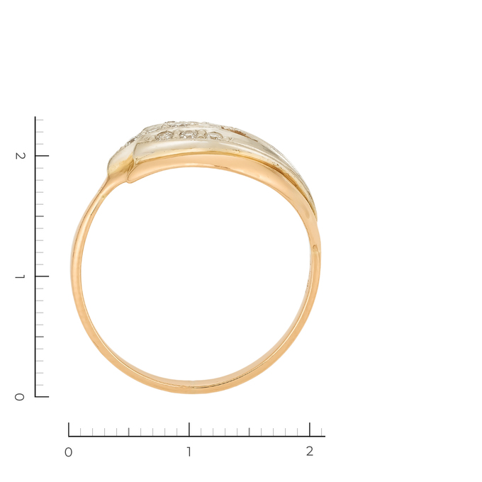 Кольцо из комбинированного золота 585 пробы c 9 бриллиантами, Л 7000 8259 за 38320
