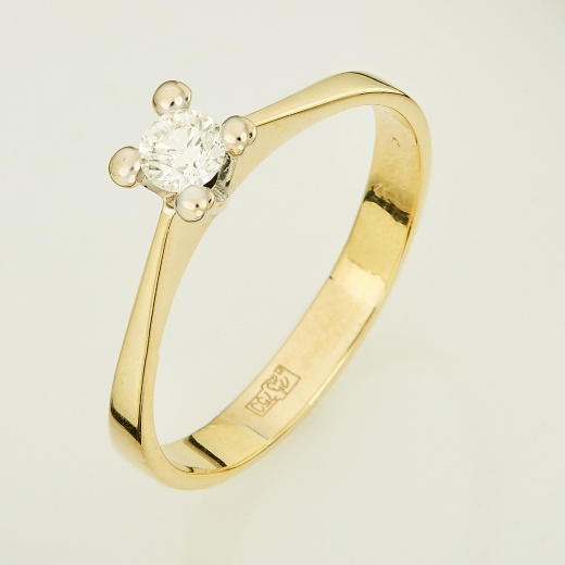 Кольцо из комбинированного золота 750 пробы c 1 бриллиантом 128114 фото 1