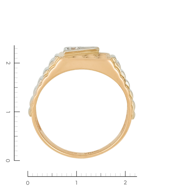 Кольцо из комбинированного золота 585 пробы c 1 фианитом, Л 6302 0272 за 33320