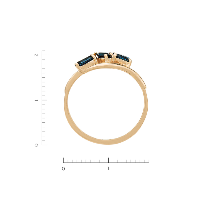 Кольцо из красного золота 585 пробы c 3 сапфирами