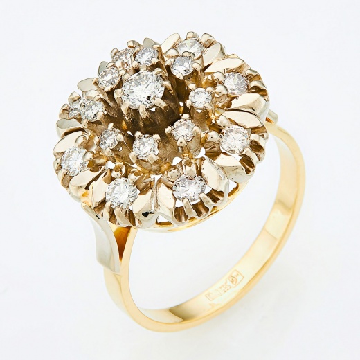Кольцо из комбинированного золота 585 пробы c 17 бриллиантами Л28065173 фото 1