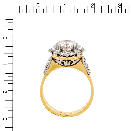 Кольцо из комбинированного золота 750 пробы c 23 бриллиантами, Л28086217 за 490000
