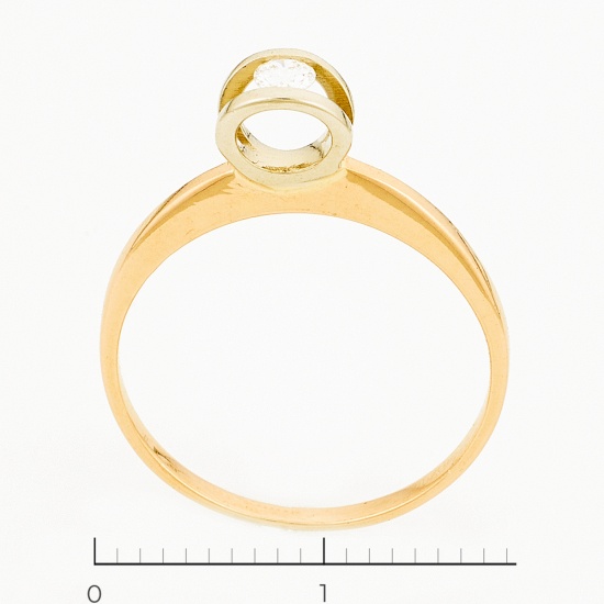 Кольцо из комбинированного золота 585 пробы c 1 бриллиантом, Л35059678 за 7500