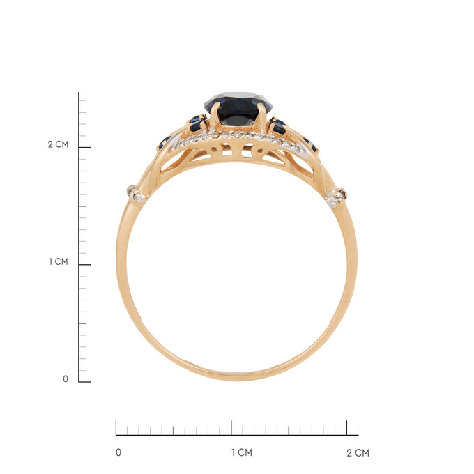 Кольцо из золота 585 пробы c бриллиантами и синтетическими сапфирами, Л 6002 5934 за 23600