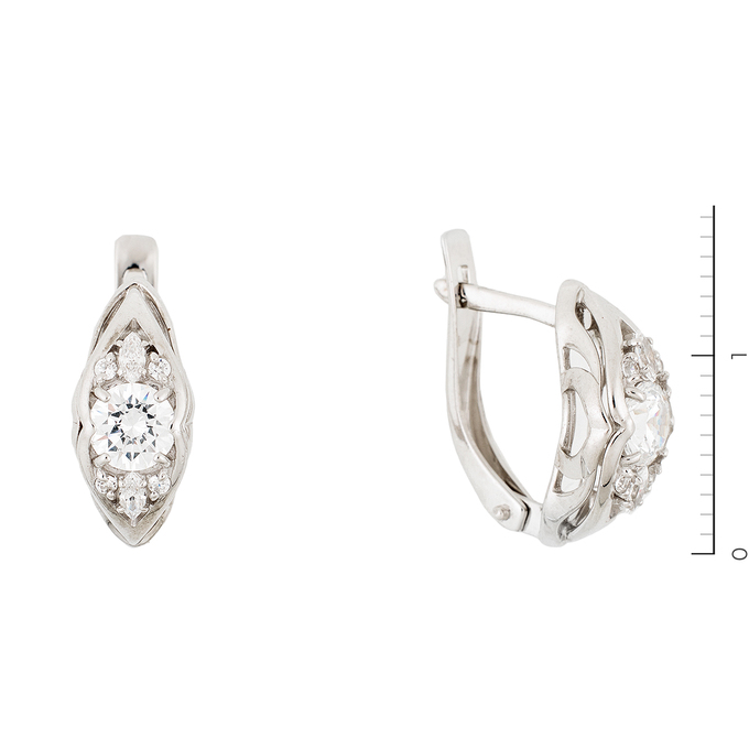 Серьги из белого золота 585 пробы c фианитами