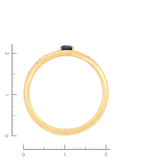 Кольцо из желтого золота 750 пробы c 18 бриллиантами и 1 камнем синтетическим, Л 2414 5054 за 60720