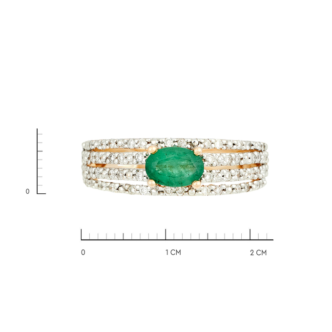 Кольцо из золота 585 пробы с изумрудом и бриллиантами, Л 5405 9168 за 44000