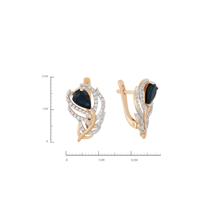 Серьги из золота 585 пробы c синт. сапфирами и фианитами, Л 4306 3512 за 33040