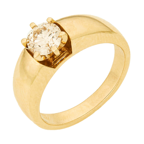Кольцо из желтого золота 585 пробы c 1 бриллиантом, Л46084101 за 145 600 ₽