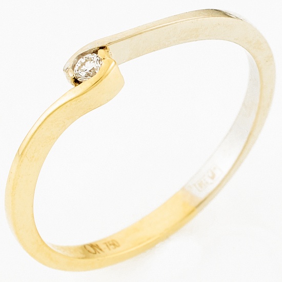 Кольцо из комбинированного золота 750 пробы c 1 бриллиантом, Л23154382 за 12900