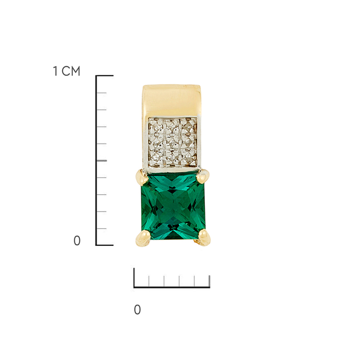 Подвеска из золота 585 пробы c бриллиантами и синтетическим изумрудом, Л 5406 2662 за 7120
