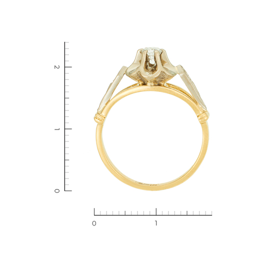 Кольцо из комбинированного золота 750 пробы c 1 бриллиантом, Л23157093 за 44730