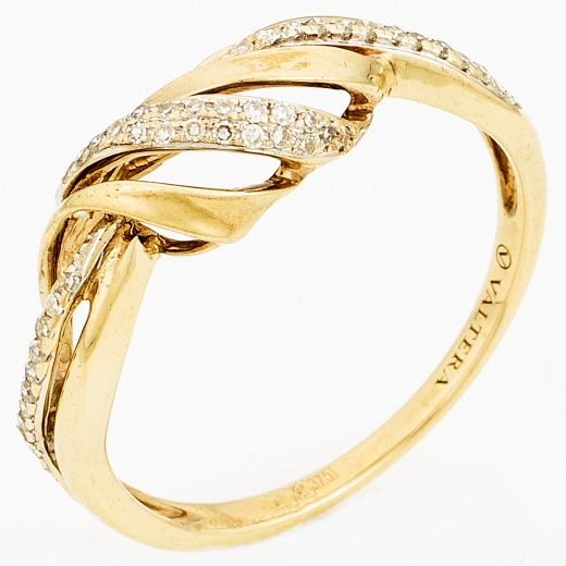 Кольцо из желтого золота 375 пробы c 43 бриллиантами Л06155298 фото 1