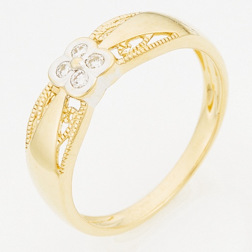 Кольцо из комбинированного золота 585 пробы c 4 бриллиантами Л46079644 фото 1