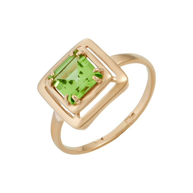 Кольцо из золота 585 пробы c хризолитом