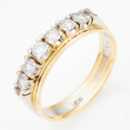 Кольцо из комбинированного золота 585 пробы c 6 бриллиантами Л64014682 фото 1