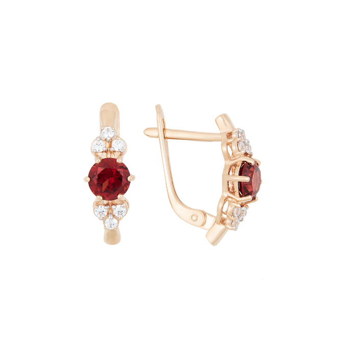 Серьги из золота 585 пробы c гранатами и фианитами, К 0000 3310 за 31300