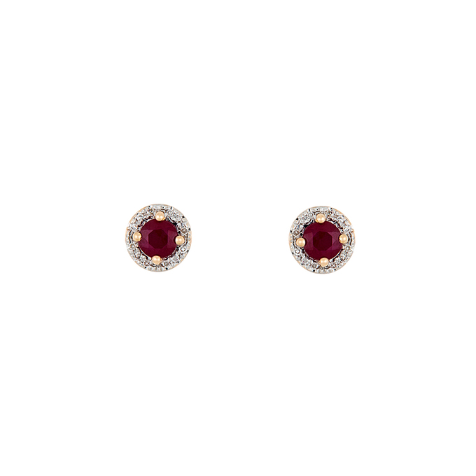 Серьги из золота 585 пробы c 24 бриллиантами и 2 рубинами, Л 5405 7330 за 22000