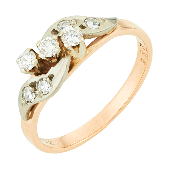 Кольцо из комбинированного золота 585 пробы c 7 бриллиантами, Л28088476 за 20100