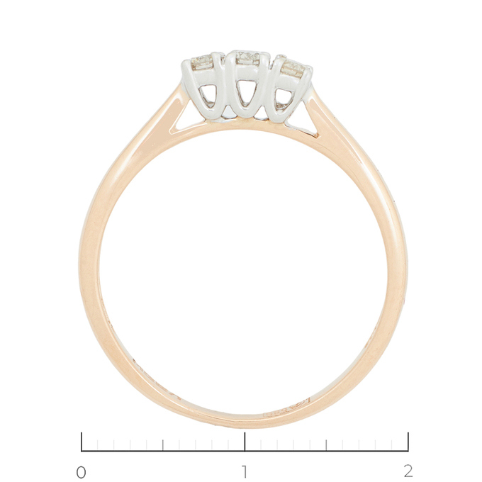 Кольцо из золота 585 пробы c 3 бриллиантами, Л 7101 8796 за 19600