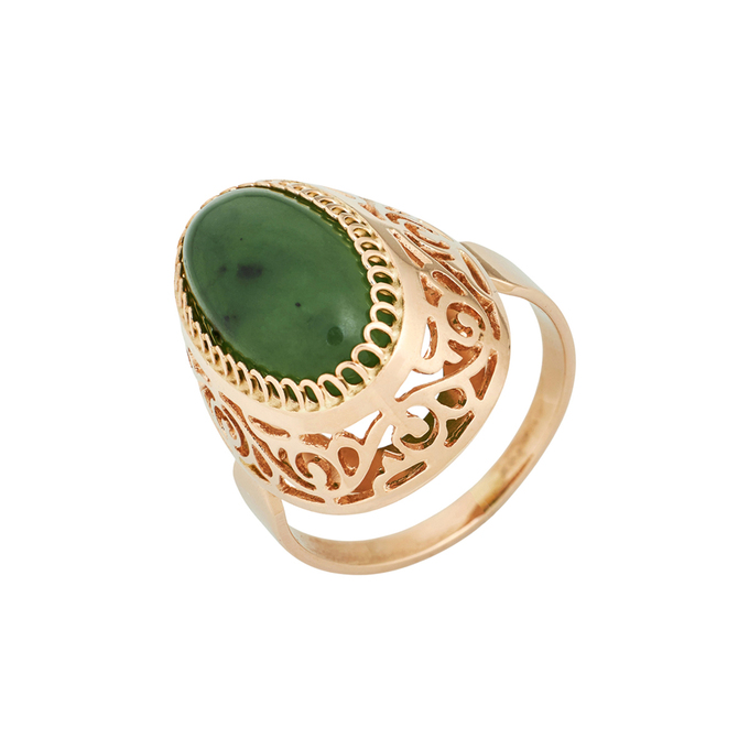 Кольцо из золота 583 пробы c нефритом, Л 3309 6219 за 70880