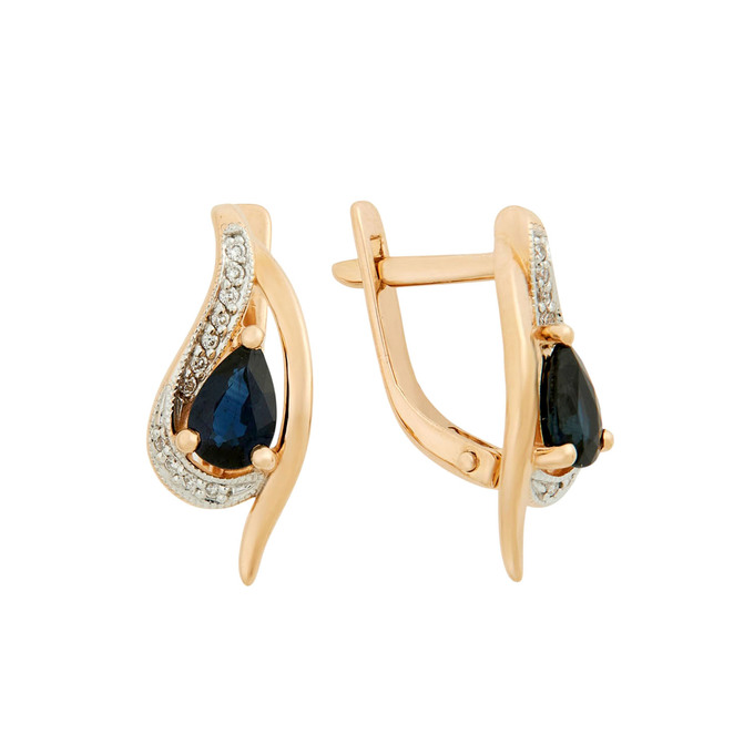 Серьги из золота 585 пробы с сапфирами и бриллиантами, Л 7502 8718 за 51900