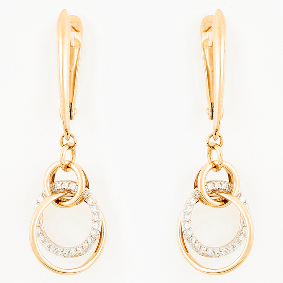 Серьги из красного золота 585 пробы c фианитами, Л39100865 за 15 840 ₽