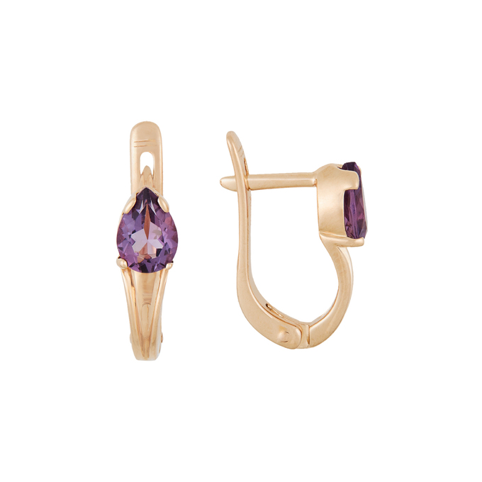 Серьги из золота 585 пробы c аметистами