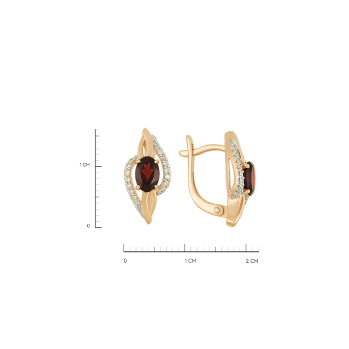 Серьги из золота 585 пробы c гранатами и бриллиантами, Ц О007 0991 за 39600