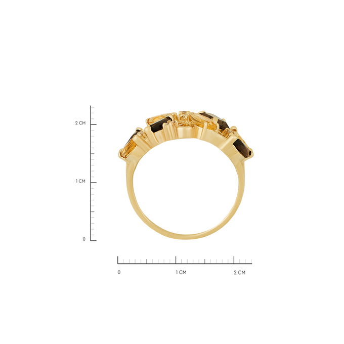 Кольцо из золота 585 пробы c раухтопазами, цитринами и фианитами, Л 5208 1273 за 63440