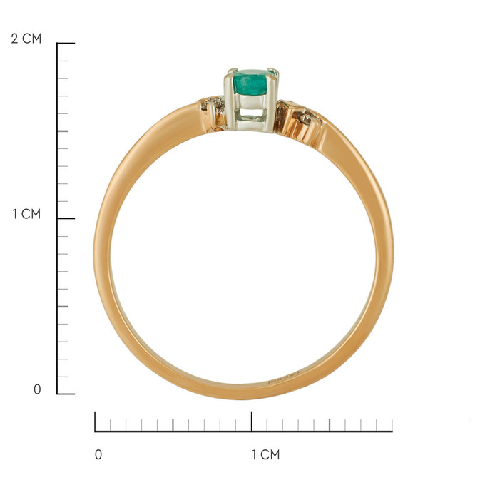 Кольцо из золота 585 пробы c изумрудом и бриллиантами, Л 2812 2163 за 28400