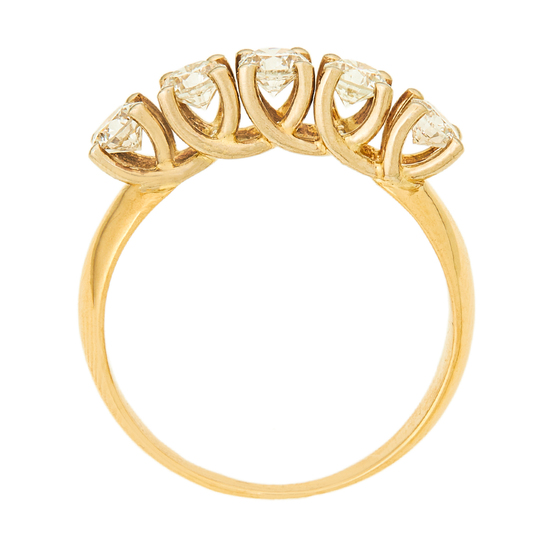 Кольцо из комбинированного золота 750 пробы c 5 бриллиантами, Л43059500 за 93000