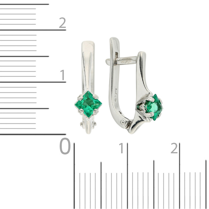 Серьги из золота 585 пробы c 2 изумрудами, Ц О000 7526 за 43600