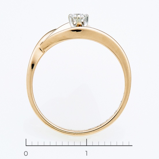 Кольцо из красного золота 585 пробы c 1 бриллиантом, Л75006796 за 13800