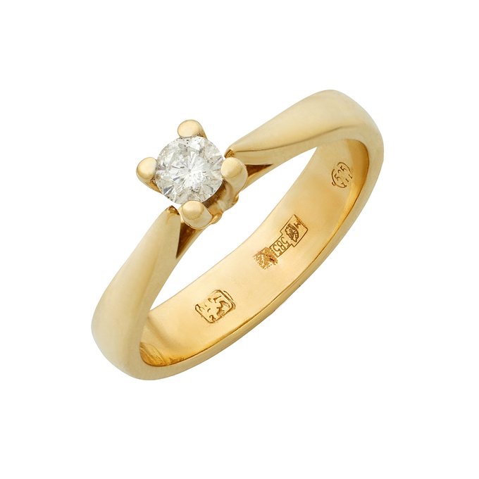 Кольцо из золота 585 пробы c бриллиантом