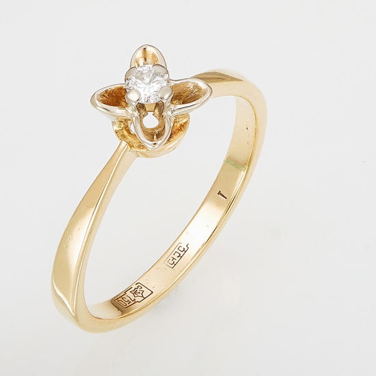 Кольцо из комбинированного золота 750 пробы c 1 бриллиантом, Л16118099 за 21160