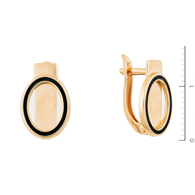 Серьги из красного золота 585 пробы c эмалями